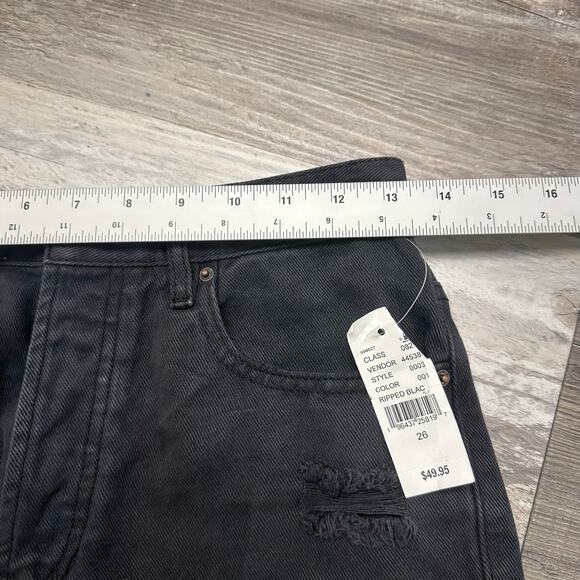 Pacsun Shorts NEW Vintage High Rise Black Womens 26 Distressed Button Fly Hot - Picture 6 of 10